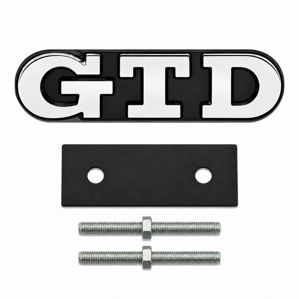 Emblema metálico GTD cromado para parrilla de Golf VI y VII con relieve