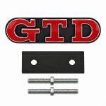 Emblema metálico GTD rojo con borde cromado para parrilla frontal de Golf VI y VII con relieve