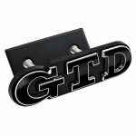 Emblema GTD negro con borde cromado para parrilla frontal de VW Golf 6, 7 y 7.5.