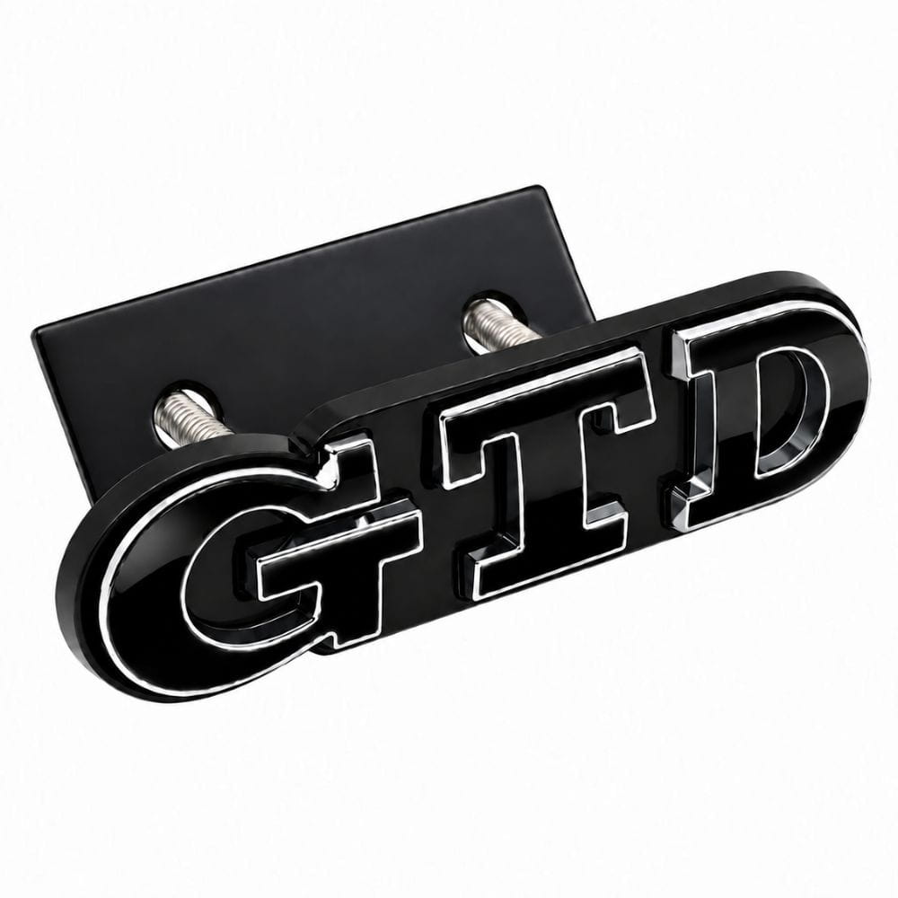 Emblema GTD negro con borde cromado para parrilla frontal de VW Golf 6, 7 y 7.5.