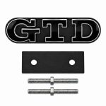 Emblema GTD negro con borde cromado para parrilla frontal de VW Golf 6, 7 y 7.5.