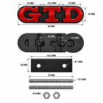 Emblema GTD rojo con borde negro para parrilla frontal de VW Golf 6, 7 y 7.5.