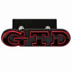 Emblema GTD negro con borde rojo para parrilla frontal de VW Golf 6, 7 y 7.5.