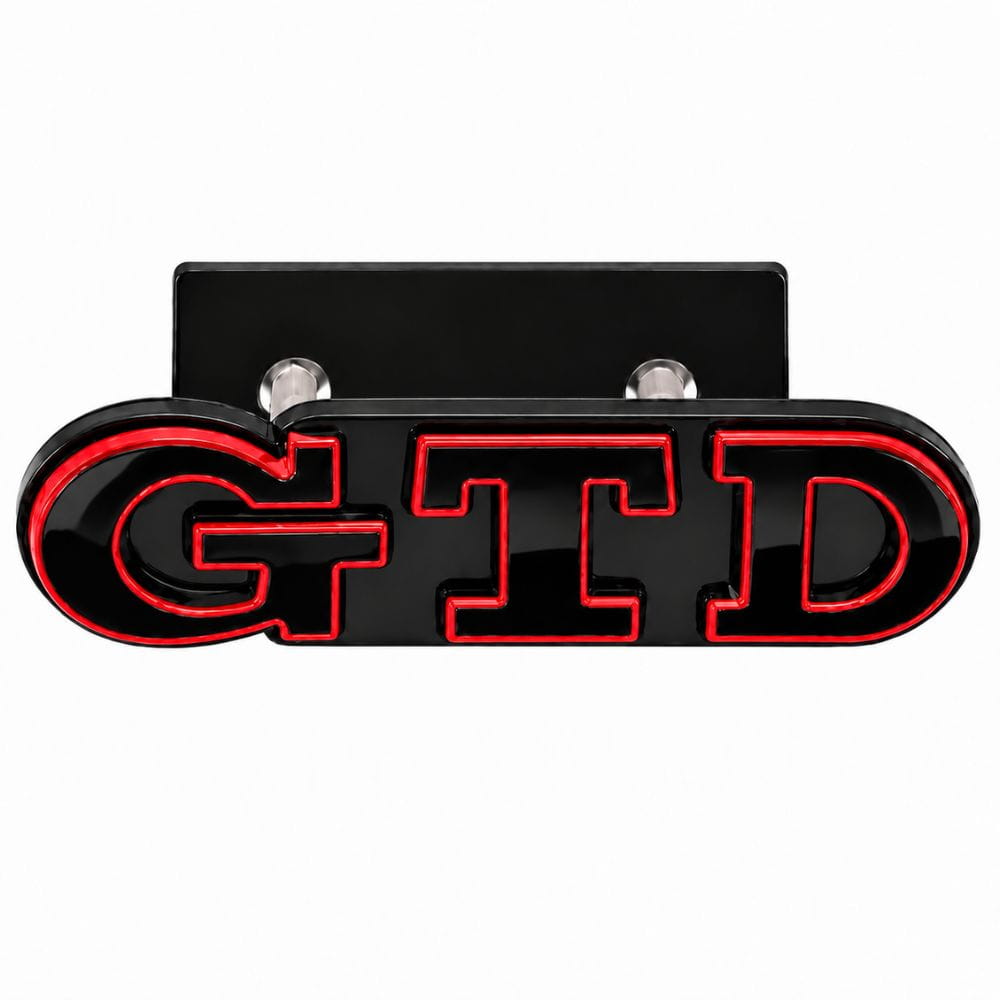 Emblema GTD negro con borde rojo para parrilla frontal de VW Golf 6, 7 y 7.5.