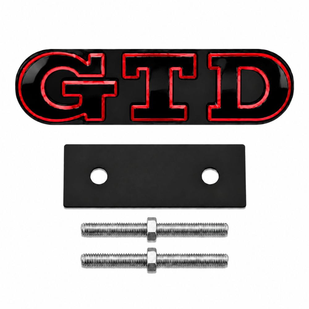 Emblema GTD negro con borde rojo para parrilla frontal de VW Golf 6, 7 y 7.5.