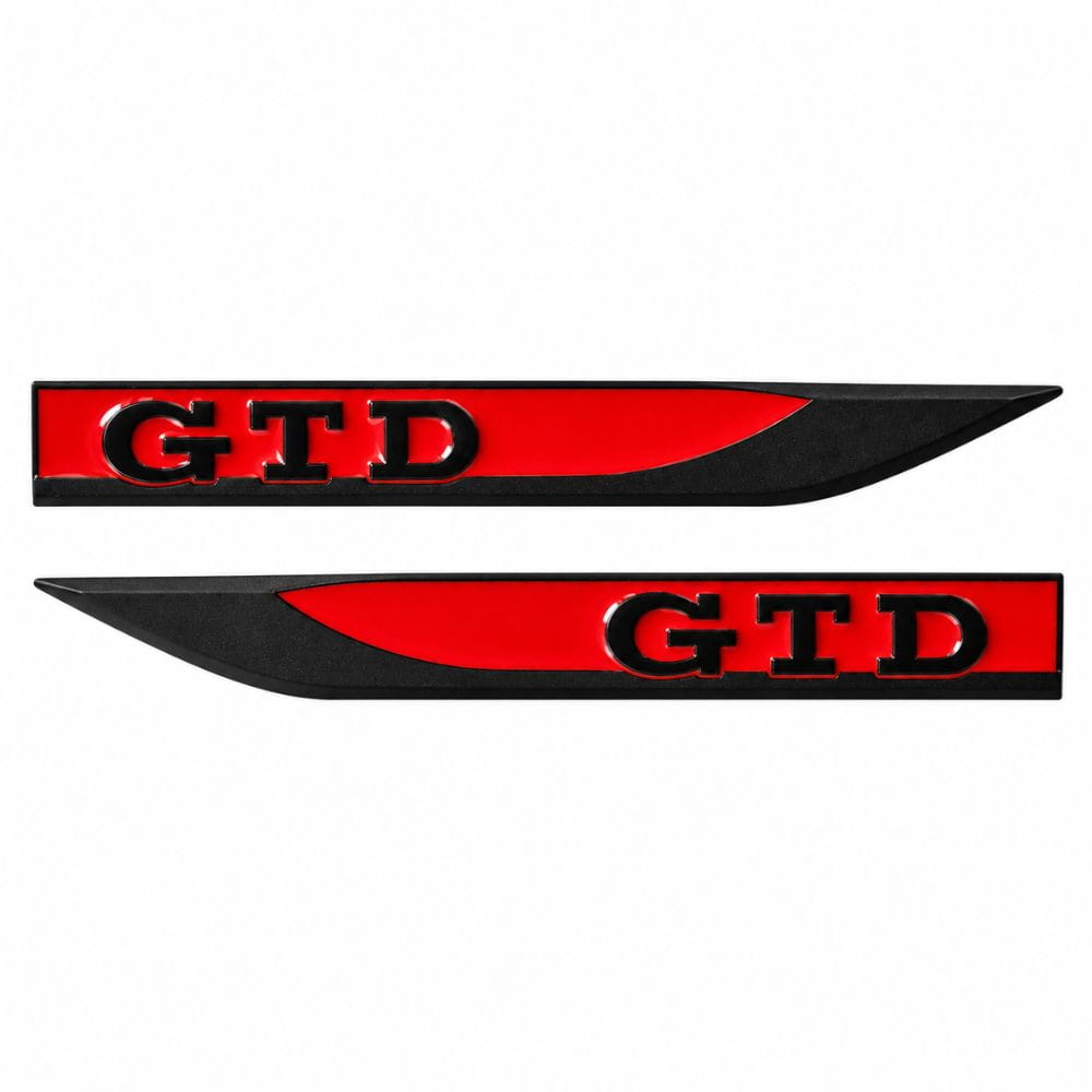 Emblema GTD rojo y negro para aletas laterales de VW Golf 6, 7 y 7.5.