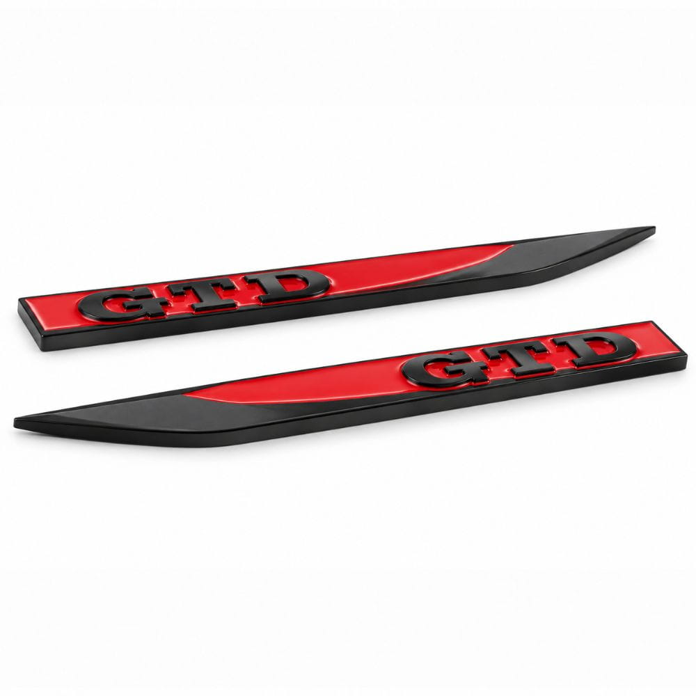 Emblema GTD rojo y negro para aletas laterales de VW Golf 6, 7 y 7.5.
