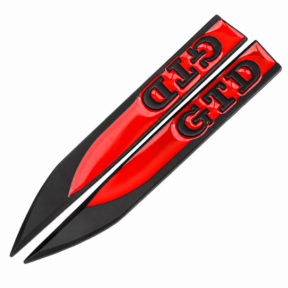 Emblema GTD rojo y negro para aletas laterales de VW Golf 6, 7 y 7.5.