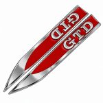 Emblema GTD rojo y cromado para aletas laterales de VW Golf 6, 7 y 7.5.