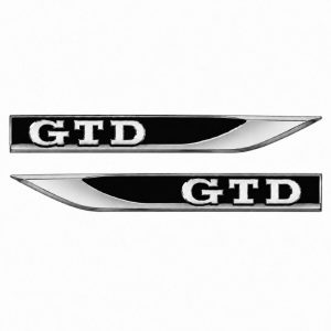 Emblema GTD negro y cromado para aletas laterales de VW Golf 6, 7 y 7.5.