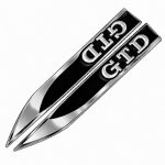 Emblema GTD negro y cromado para aletas laterales de VW Golf 6, 7 y 7.5.