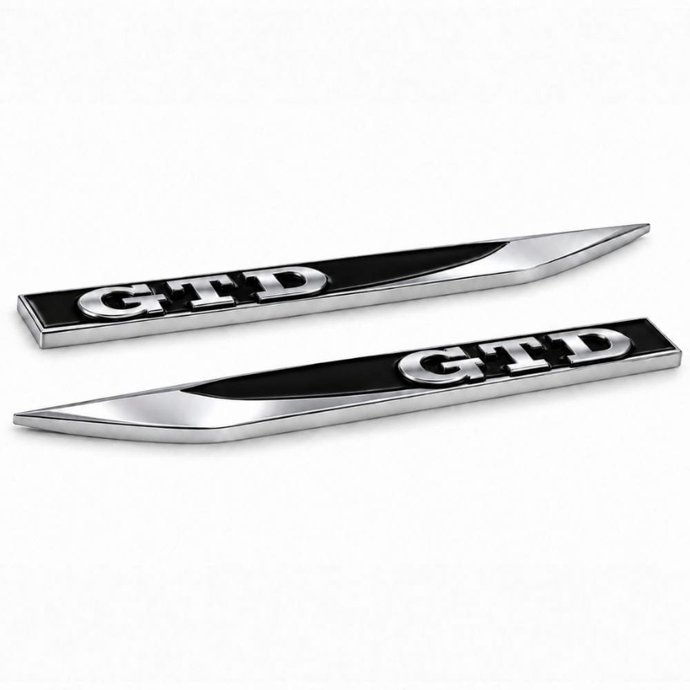 Emblema GTD negro y cromado para aletas laterales de VW Golf 6, 7 y 7.5.