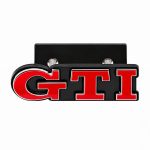 Emblema GTI rojo y cromado para parrilla delantera de VW Golf 5, 6, 7 y Polo IV, V, VI.