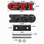 Emblema GTI rojo y cromado para parrilla delantera de VW Golf 5, 6, 7 y Polo IV, V, VI.