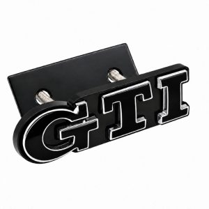 Emblema GTI negro y cromado para parrilla delantera de VW Golf 5, 6, 7 y Polo IV, V, VI.