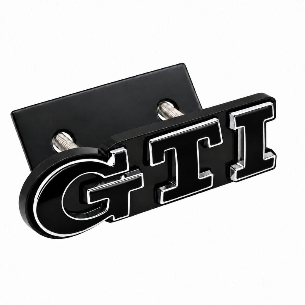 Emblema GTI negro y cromado para parrilla delantera de VW Golf 5, 6, 7 y Polo IV, V, VI.