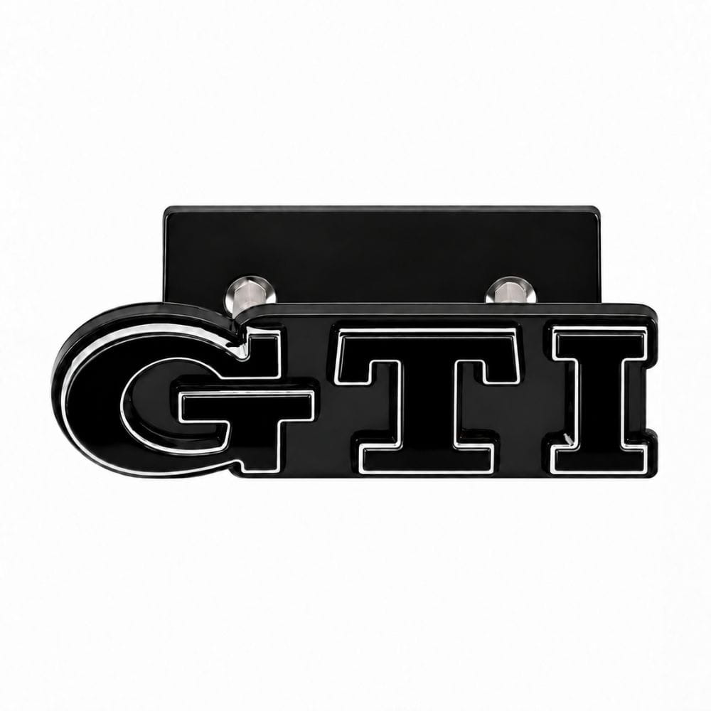 Emblema GTI negro y cromado para parrilla delantera de VW Golf 5, 6, 7 y Polo IV, V, VI.