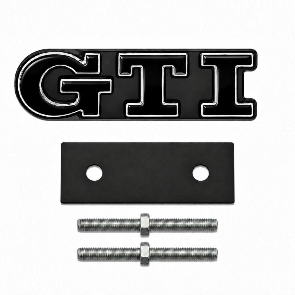 Emblema GTI negro y cromado para parrilla delantera de VW Golf 5, 6, 7 y Polo IV, V, VI.