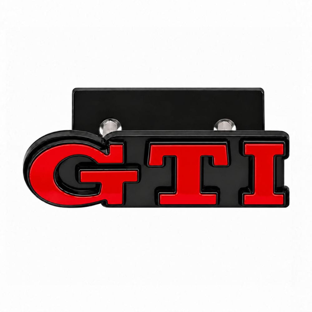 Emblema GTI rojo con borde negro para parrilla delantera de VW Golf 5, 6, 7 y Polo IV, V, VI.