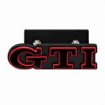 Emblema GTI negro con borde rojo para parrilla delantera de VW Golf 5, 6, 7 y Polo IV, V, VI.