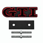 Emblema GTI negro con borde rojo para parrilla delantera de VW Golf 5, 6, 7 y Polo IV, V, VI.