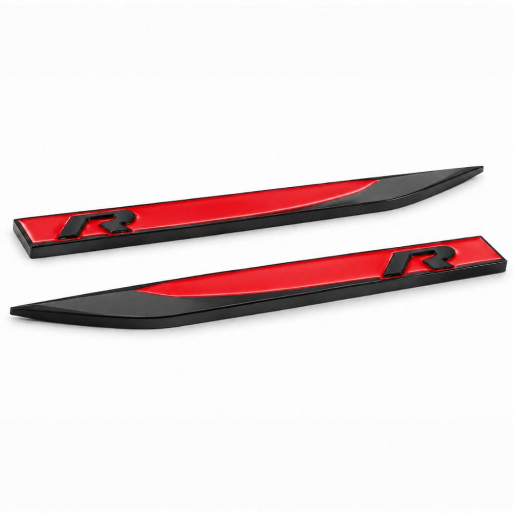 Emblema R negro y rojo para aletas laterales de VW Golf, Scirocco, Tiguan y Polo.