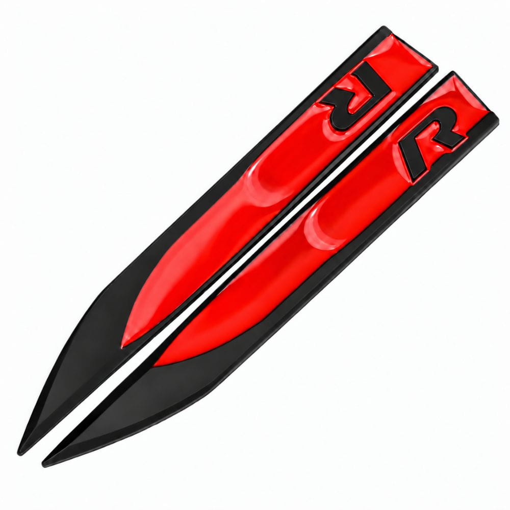 Emblema R negro y rojo para aletas laterales de VW Golf, Scirocco, Tiguan y Polo.