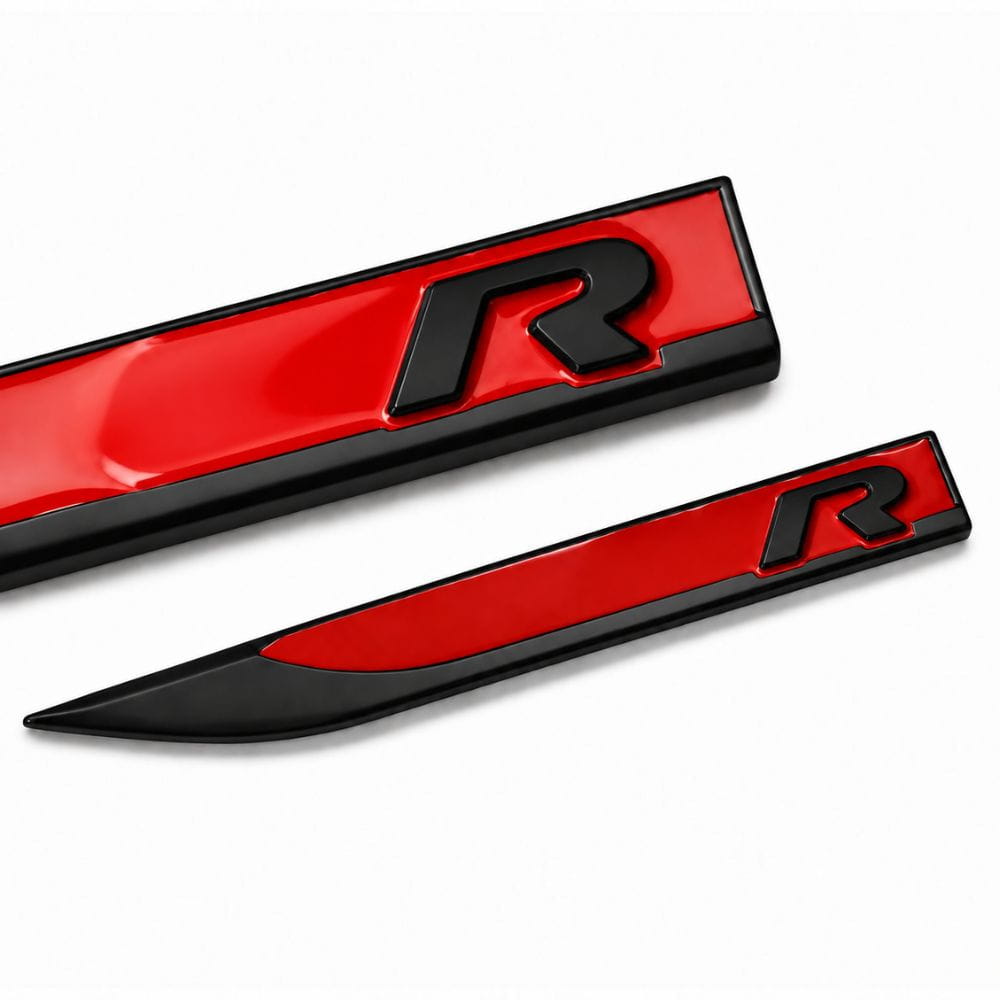 Emblema R negro y rojo para aletas laterales de VW Golf, Scirocco, Tiguan y Polo.