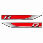 Emblema R rojo y cromado para aletas laterales de VW Golf, Scirocco, Tiguan y Polo.