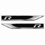 Emblema R negro y cromado para aletas laterales de VW Golf, Scirocco, Tiguan y Polo.