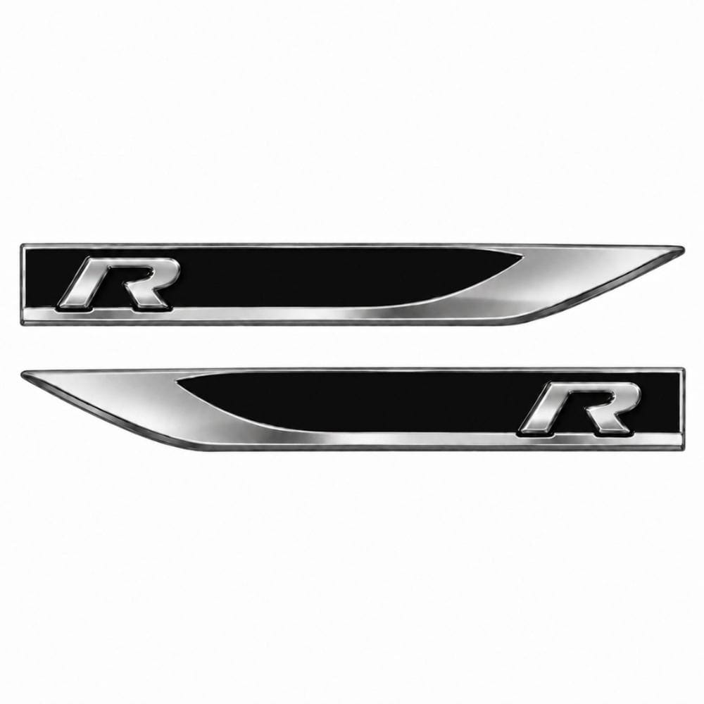 Emblema R negro y cromado para aletas laterales de VW Golf, Scirocco, Tiguan y Polo.