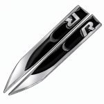 Emblema R negro y cromado para aletas laterales de VW Golf, Scirocco, Tiguan y Polo.