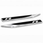 Emblema R negro y cromado para aletas laterales de VW Golf, Scirocco, Tiguan y Polo.
