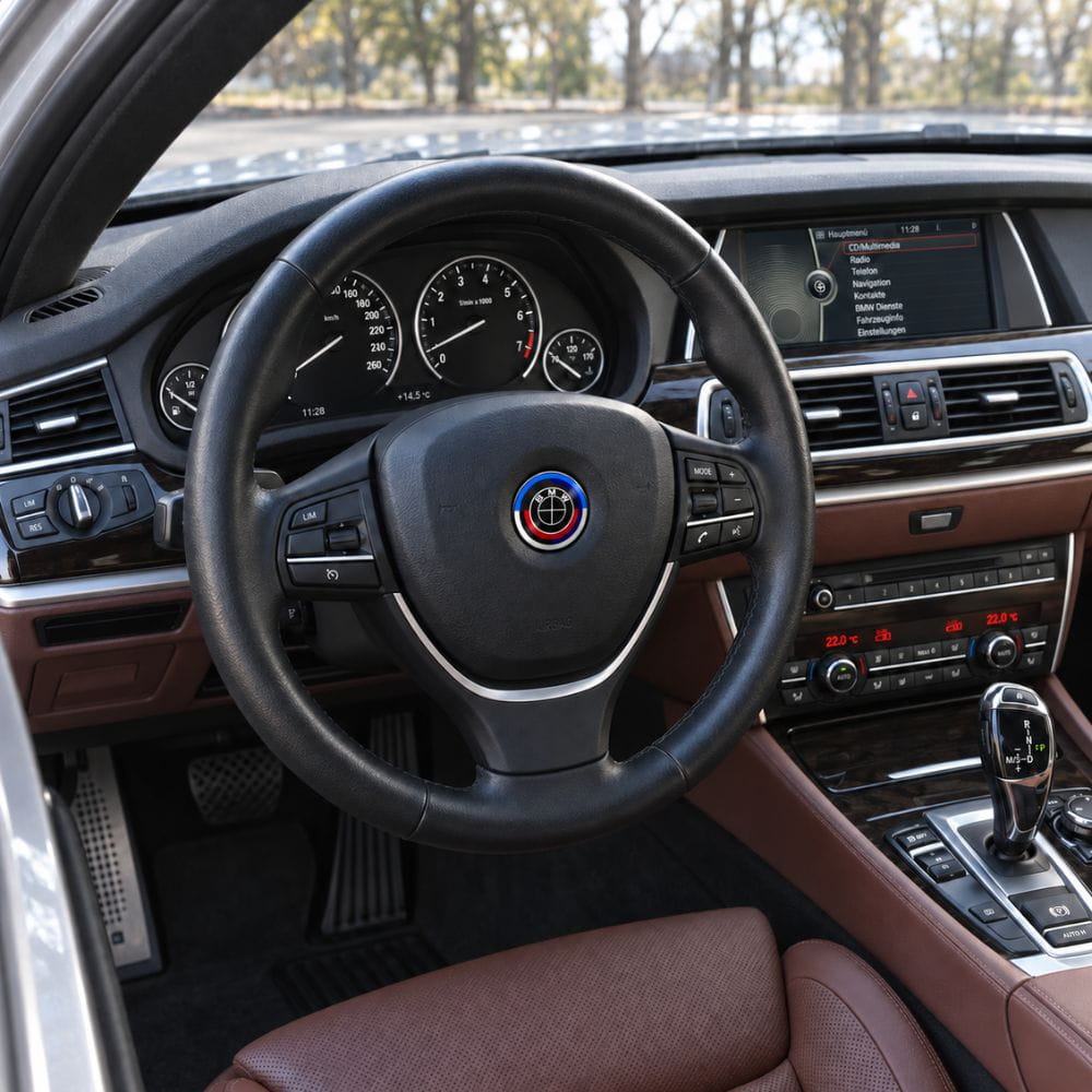 Kit de logotipos conmemorativos 50 Aniversario en fibra de carbono negra para BMW Serie 5 Gran Turismo F07 Pre-LCI.